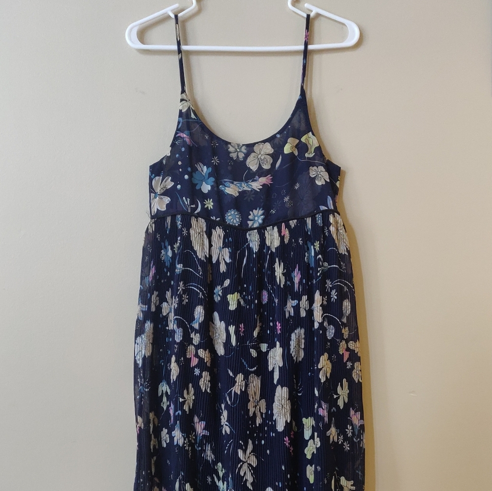 🌠2/$35🌠 Korean Style Dark Blue Maxi Floral Dress